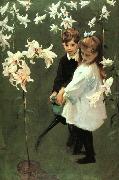 John Singer Sargent Garden Study of the Vickers Children Norge oil painting reproduction